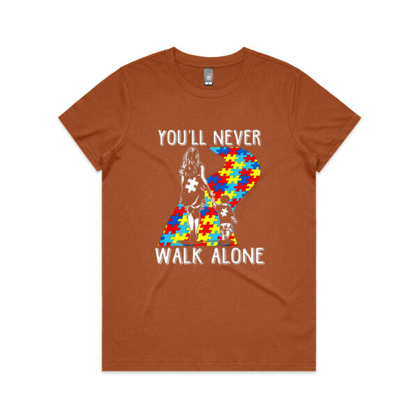 Autism Never Walk Alone - Women's Maple Tee Thumbnail