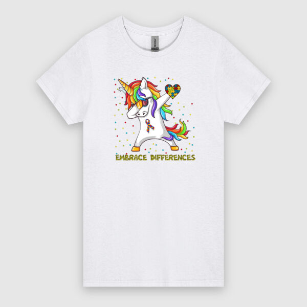 Autism Embrace Unicorn - Women's HeavyCotton™ Tee  Thumbnail