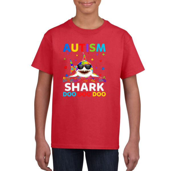 Autism Shark Tee - Gildan Youth Unisex T Shirt Thumbnail