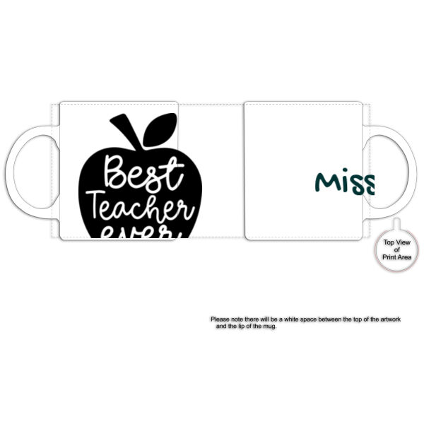 Teacher Apple - Black Rim Ceramic Mug Thumbnail