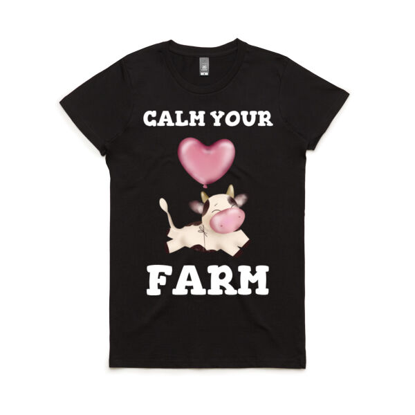 Calm Your Farm Cow Heart - Women's Maple Tee Thumbnail