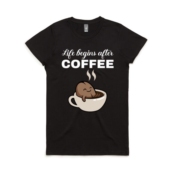 Coffee Life Begins - Women's Maple Tee Thumbnail