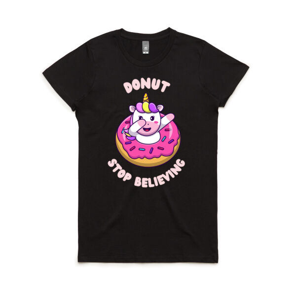 Donut Stop Believing - Women's Maple Tee Thumbnail